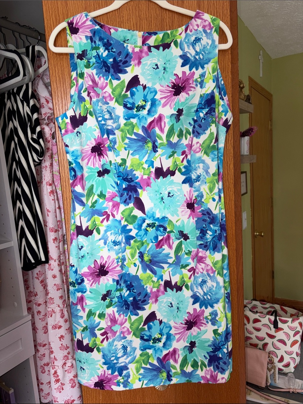 Alyx Floral Midi Dress in Aqua, Blue, Purple, Green
